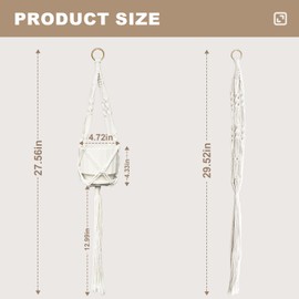 ASZUNE Wall Macrame Plant Hanger (White KS3, 35In 6Pack)