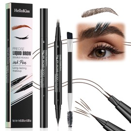 Waterproof Microblading Eyebrow Pen - 2 in 1 Double Ended Magic Precise Eyebrow Pen Microblade Effect Eyebrow Pencil Brow Contouring Pen with 2 Micro Fork Tip (#03)
