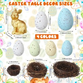 Wesiti Easter Decoration Set Artificial Birds Nest Easter Bunny Figurines DIY Easter Eggs Craft Fake Moss for Easter Table Topper Decor Garden Yard Home Party Office Gift Easter Party Decorations