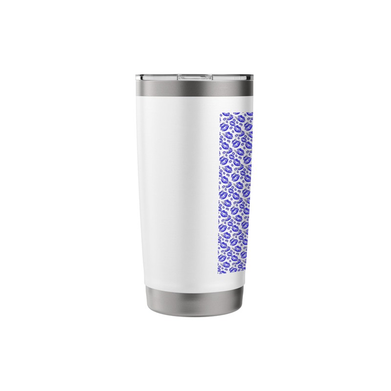 Two Kisses Collided Lip Affectionate Bold Blue Lips Pattern Stainless