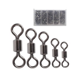 Facikono Fishing Barrel Swivels Set, 210pcs Rolling Bearing Snap Connector for Saltwater Freshwater Fishing