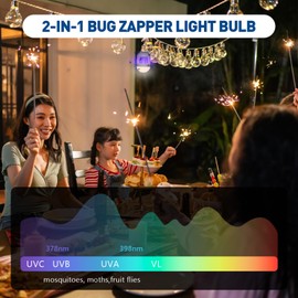 vertmuro Bug Zapper Light Bulb, 2-in-1 Indoor Electric Mosquito Killer Lamp with UV LED Light, Fly Insects Trap for Home Entryway Balcony Patio(3 Pack)