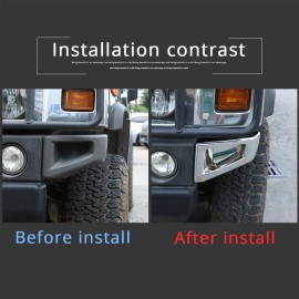 e-power-auto-Trim 4PCS Chrome Bumper Corner End Trim Cover & Fog Light Bezel For Hummer H2 2003-09