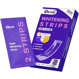 Purple Teeth Whitening Strips - Upgraded No-Residue Formula - Teeth Whitening Strips - Purple Whitening Kit - Enamel Safe & Low Sensitivity - Non-Slip Dry Strip Technology 28 Strips