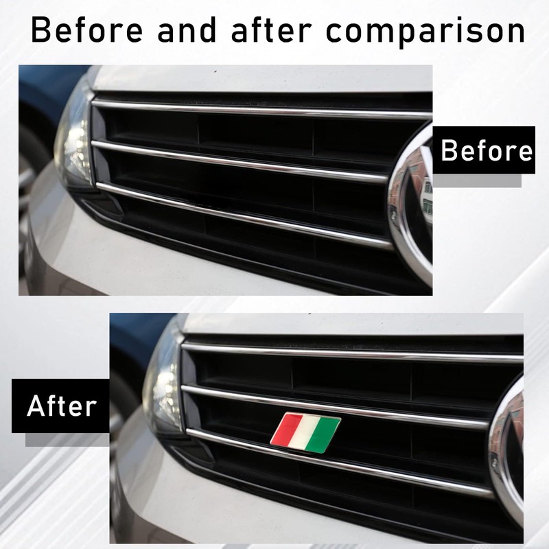 Ziciner 3D Italian Flag Emblem Badge with L Shaped Mounting