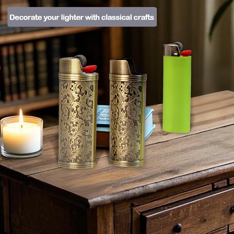 HUMWE 2 Pack Vintage Metal Lighter Case Cover Front Arabesque