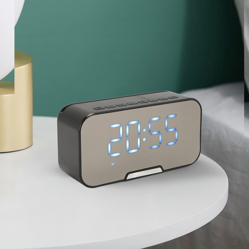 Bluetooth Speaker with Digital Alarm Clock Temperature Display Voice Announcement