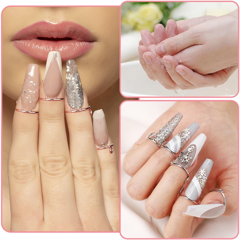 Noverlife 20PCS Wudu Nail Rings No Glue for Press Ons,