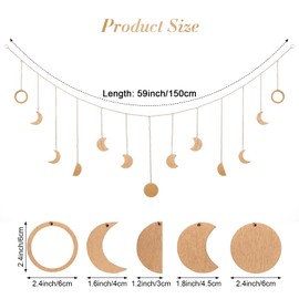 Bcxfbxd Golden Moon Phase Wall Decor Boho Hanging Decor Garland Moons Hanging Handmade Hammered Metal Art Decoration for Bedroom Living Room