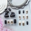Medium Press on Nails Square Black White Fake Nails with