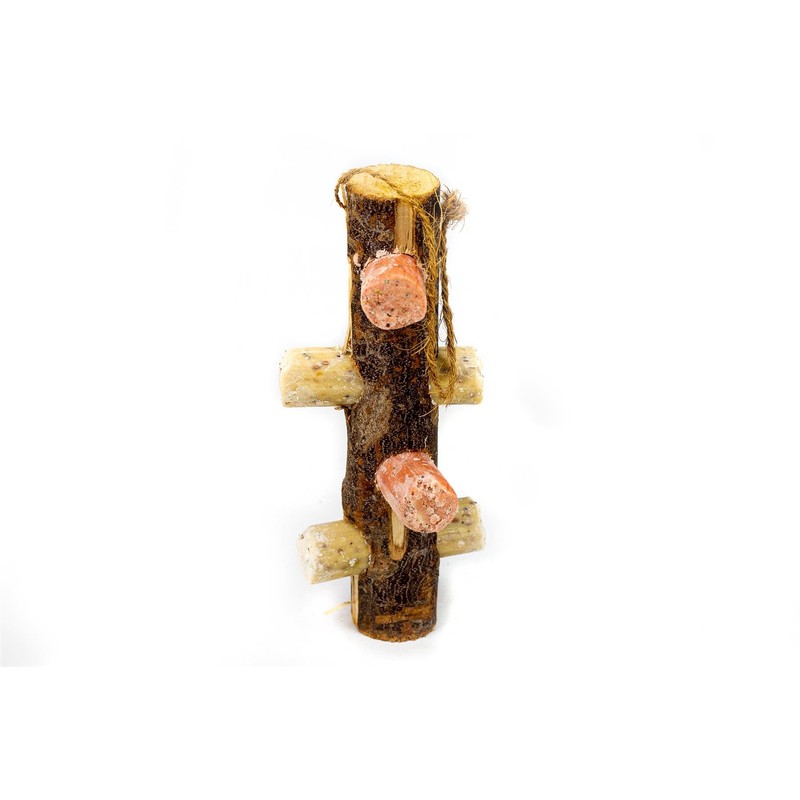 Chubby Natural Wooden 4 Hole Suet Log Feeder For Garden