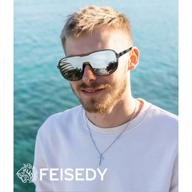 FEISEDY Polarized Sunglasses Men Mirrored One Piece Lens Shades Women Reflective UV Protection Sun Glasses B0277