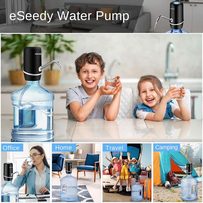eSeedy Water Pump for 5 Gallon Bottle, USB Charging Automatic