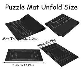 TINYOUTH Jigsaw Puzzle Roll Up Mat for 1000/1500/2000pcs Puzzle, 1.5mm Foldable Puzzle Board Saver Storage Felt Pad Jigsaw Pad Puzzle Saver for Round Puzzle, Square puzzle & Rectangle Puzzle, Black