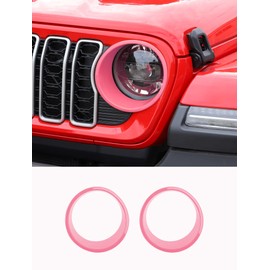 Savadicar Headlight Covers for 2024+ Jeep Wrangler (JL) & Gladiator (JT) - Personalize Your Vehicle Appearance with Headlamps Bezels, Exterior Trim Accessories, Pink
