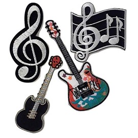 Iron-On Sew-On Patches DIY Sewing Motifs Music Guitar for Textiles