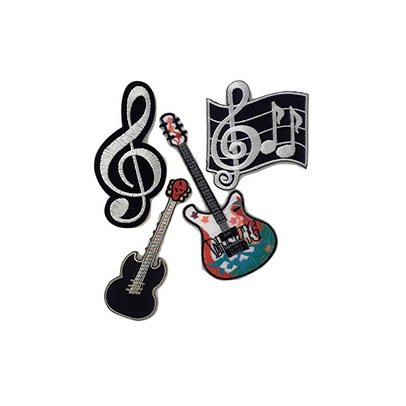 Iron-On Sew-On Patches DIY Sewing Motifs Music Guitar for Textiles