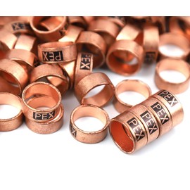 TenKeAuto 30 Pack Copper PEX Crimp Rings 1/2 inch for Pex Pipe Tube System (Bronze 30pcs 1/2")