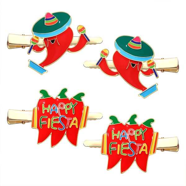 4 PCS Cinco De Mayo Hair Accessories Colorful Enamel Mexico Hair Clips Funny Fiesta Alligator Hair Clips Party Decoration