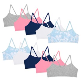 Paquete de 10 sujetadores de entrenamiento de algodón para niñas, brasier de entrenamiento con espalda cruzada para niñas, Tie-Dye, X-Large