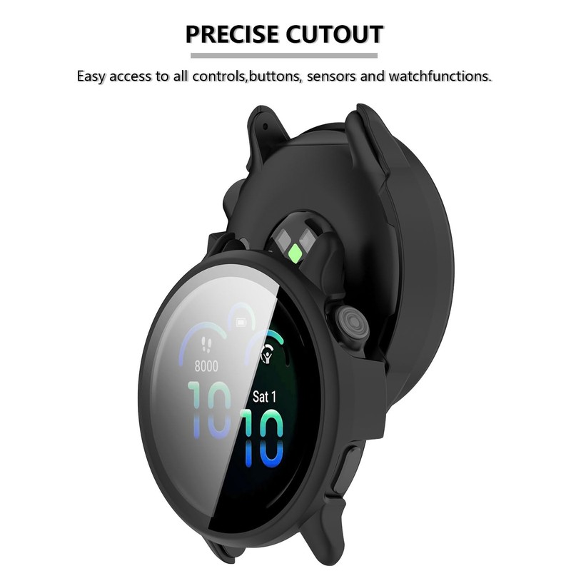 [2-Pack] Case with Tempered Glass Screen Protector Compatible with Garmin