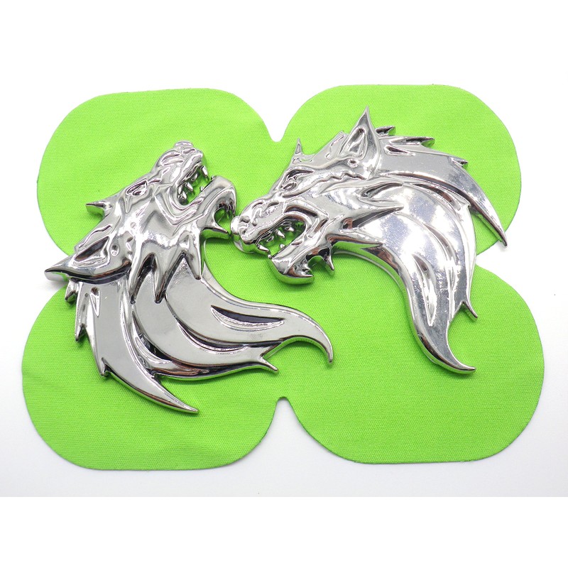 Wolf 3D Metal Car Emblem / Sticker, Left / Right