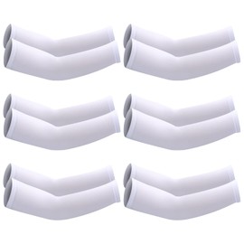 SATINIOR 6 Pairs Kids Cooling Arm Sleeves Youth Sun Protection Compression Forearm Sleeves for Boys Girls (White)