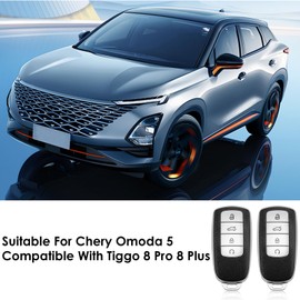 2 Pack Car Key Fob Case Replacement, TPU Soft Car Key Cover Auto Remote Control 4 Buttons Cars Key Shell Accessories Compatible with Chery Omoda 5 Tiggo 8 Pro 8 Plus