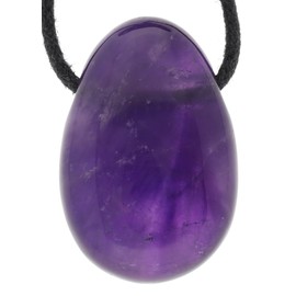 Lebensquelle Plus Amethyst drop pendant, drilled tumbled stone drop pendant with cotton band, high-quality gemstone pendant, Semi Precious Stone, Amethyst