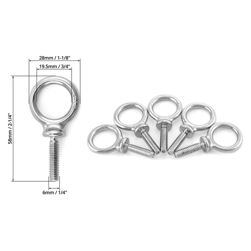 QWORK Eye Bolt, 20 Pack 1/4" - 20 x 1