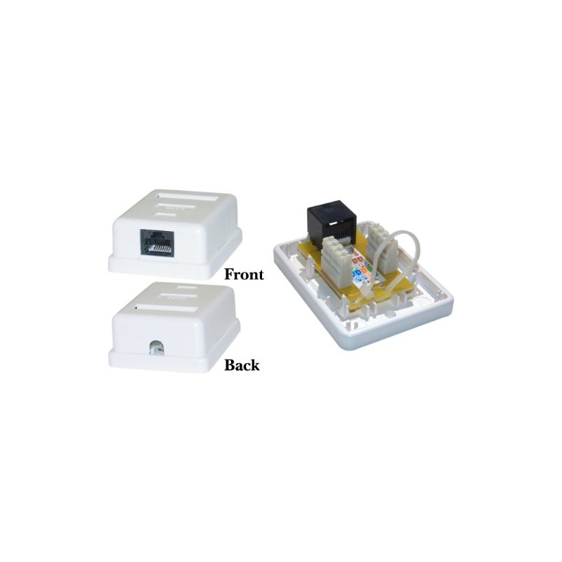 Cat6 1 Port Surface Mount Box, RJ45 Unshielded Female Port,