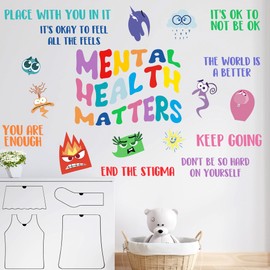 Inside Out Wall Stickers for Kids, Mental Health Wall Stickers for Children Room, Inside Out Mental Health Removable Stickers for Baby Kids Nursery Girls Bedroom Living Room Playroom Wall Decoration