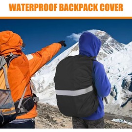 JITIFAZH Backpack Waterproof Cover with Reflective Strap (8-70L), 2 Adjustable Anti Slip Cross Buckle Strap for Outdoor, Hiking, Camping, Traveling, Cycling(Black, M for 26-40L backpack)