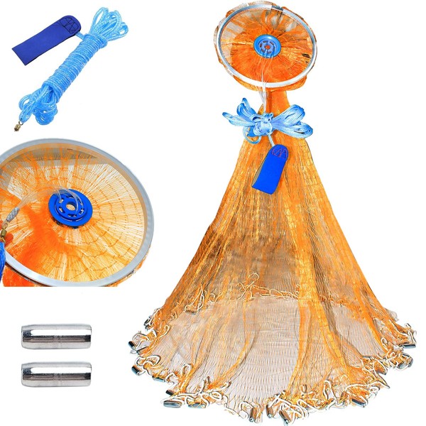 FREGITO Cast Net with Aluminum Ring, American Cast net, Hand
