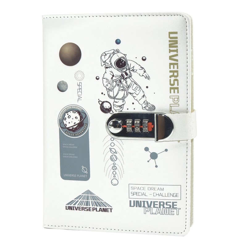 NectaRoy Lockable Diary, PU Leather Password Notebook(Universe Planet), A5 Secret