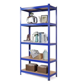 Wefrib Heavy Duty 5 Tier Shelf - Garage Shelving Units with Shelves Rack, Display Shelves with a Max Load of 1900lbs, Basement Shelving for Garages, Sheds, Warehouses, Workshops Kitchen (Blue, S)