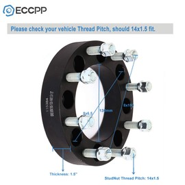 ECCPP 2X Black 1.5" 8x6.5 to 8x180 Wheel Spacers Adapters 8 Lug 130mm CB for Silverado 2500HD 3500HD for C2500 for Suburban K2500 for Suburban Sierra 1500HD 3500HD Yukon XL 2500