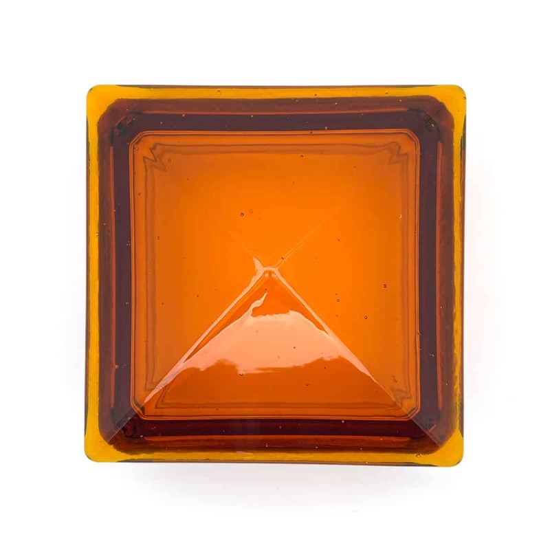 Woodway Glass Pyramid Post Cap, fits 3.5" Post, Amber, 1PC