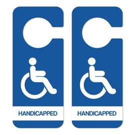 Gosknor 2pcs Handicap Parking Signs, 8.46x3.54 Inch Disabled Parking Permit Hang Tag with Wheelchair Symbol Plastic Handicap Car Placard, Easy to Hang (Blue)