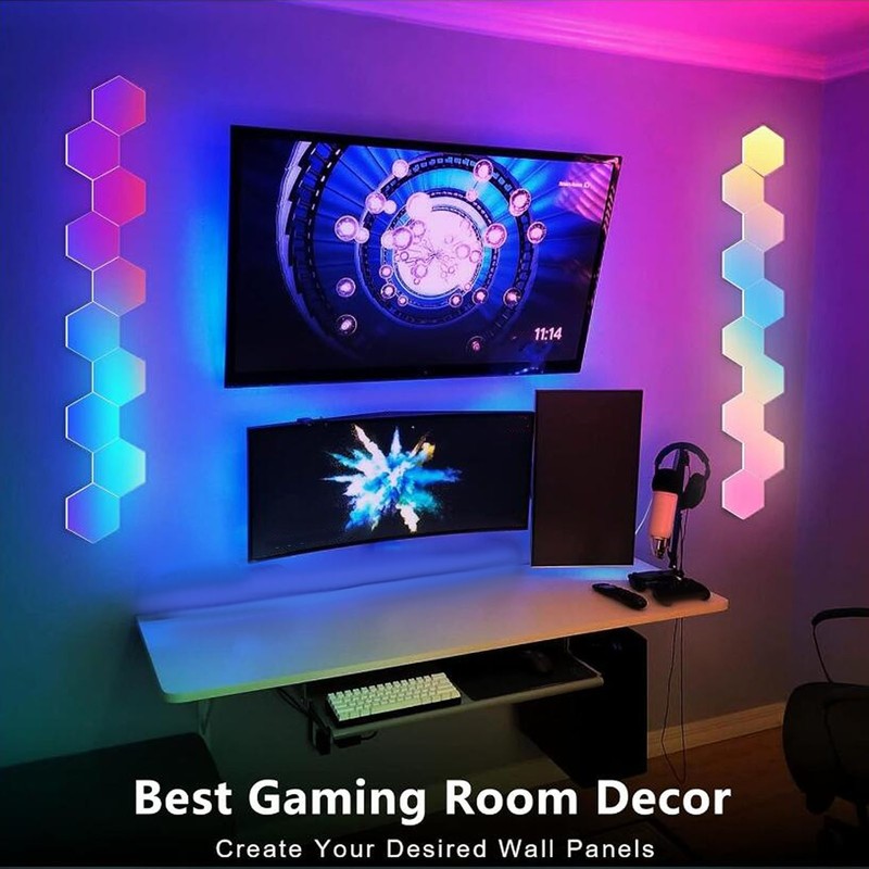 6PCS Hexagon Lights for Wall WiFi APP RGB Music Sync