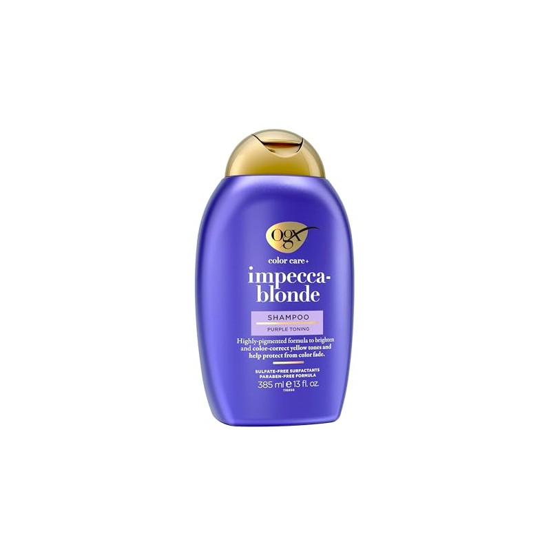OGX, Shampoo Tonificante Morado, Corrige el Tono Rubio, Amarillento o