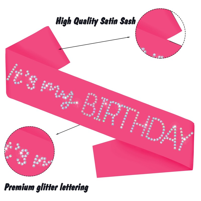 TxscOxwP1 'It's My Birthday' Glitter Sash, Hot Pink Satin Birthday
