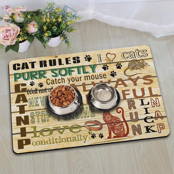 Dog Food Mats for Floors, Absorbent and Quick-Drying Pet Cat