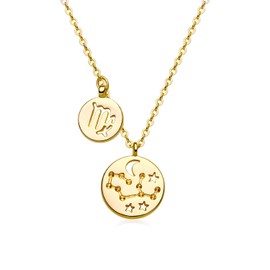 ABDOT Gold Zodiac Necklace for Women 18K Gold Plated Constellation Necklace Astrology Zodiac Star Necklace Birthday Gift for Women Virgo Necklace