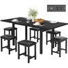 VECELO 7-Piece Dining Table Set with 6 Square Stools, 63"