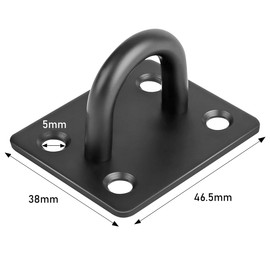 Gudui Eye Plate Heavy Duty 4 Pcs Stainless Steel Oblong Pad Eye Plate Ceiling Hooks Staple Ring Hook Loop U-Shaped Sail Shade Hooks Hanger for Marine Washing Line Suspension, Black