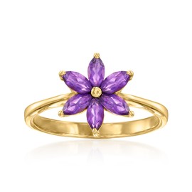 Ross-Simons 0.70 ct. t.w. Amethyst Flower Ring in 18kt Gold Over Sterling. Size 9
