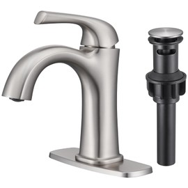 Bathroom Faucet 1 Hole Bathroom Sink Faucet Brushed Nickel Bathroom Faucets for Vanity One Hole with Pop Up Drain&Deckplate