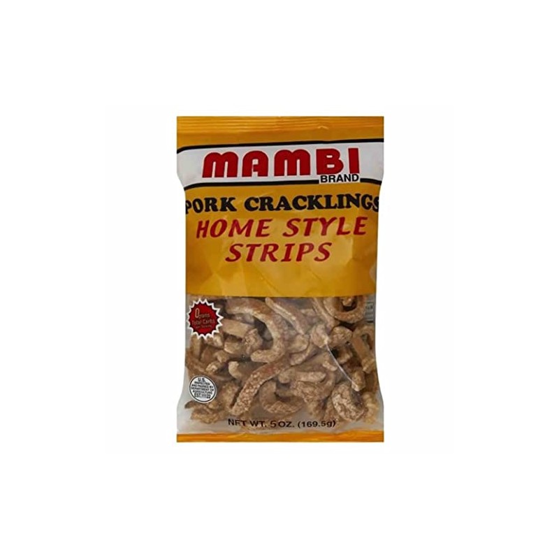 Mambi Pork Cracklings, Home Style Strips, 5 oz Bag /