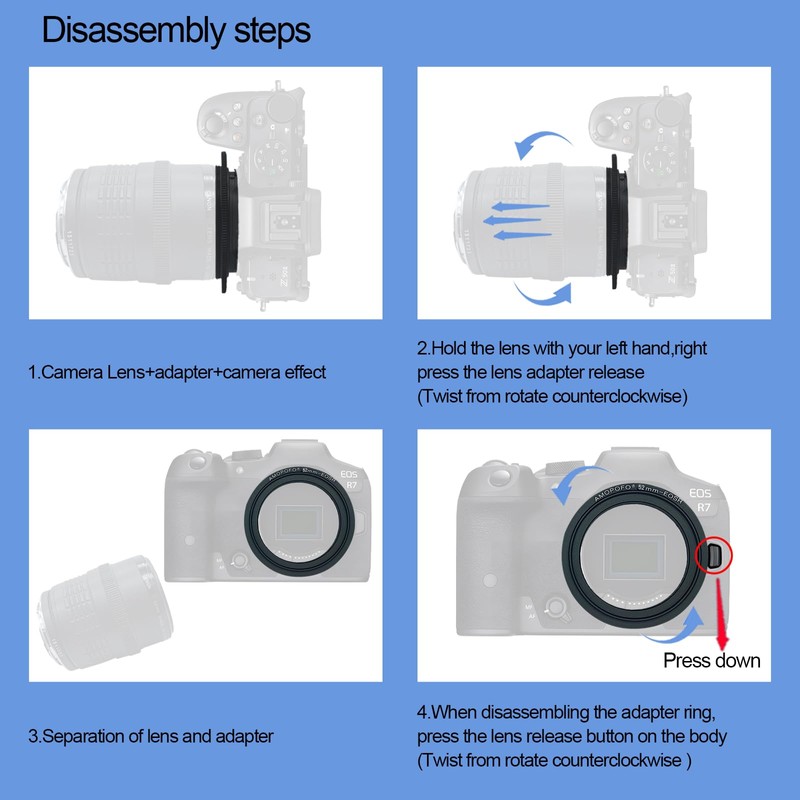 EF R-52 mm retro adapter/macro reverse ring ring, EF/R camera